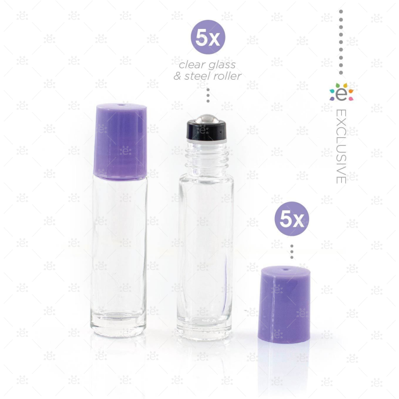 10 ml Heldere Roller Fles Amethist Purple (5 stuks)