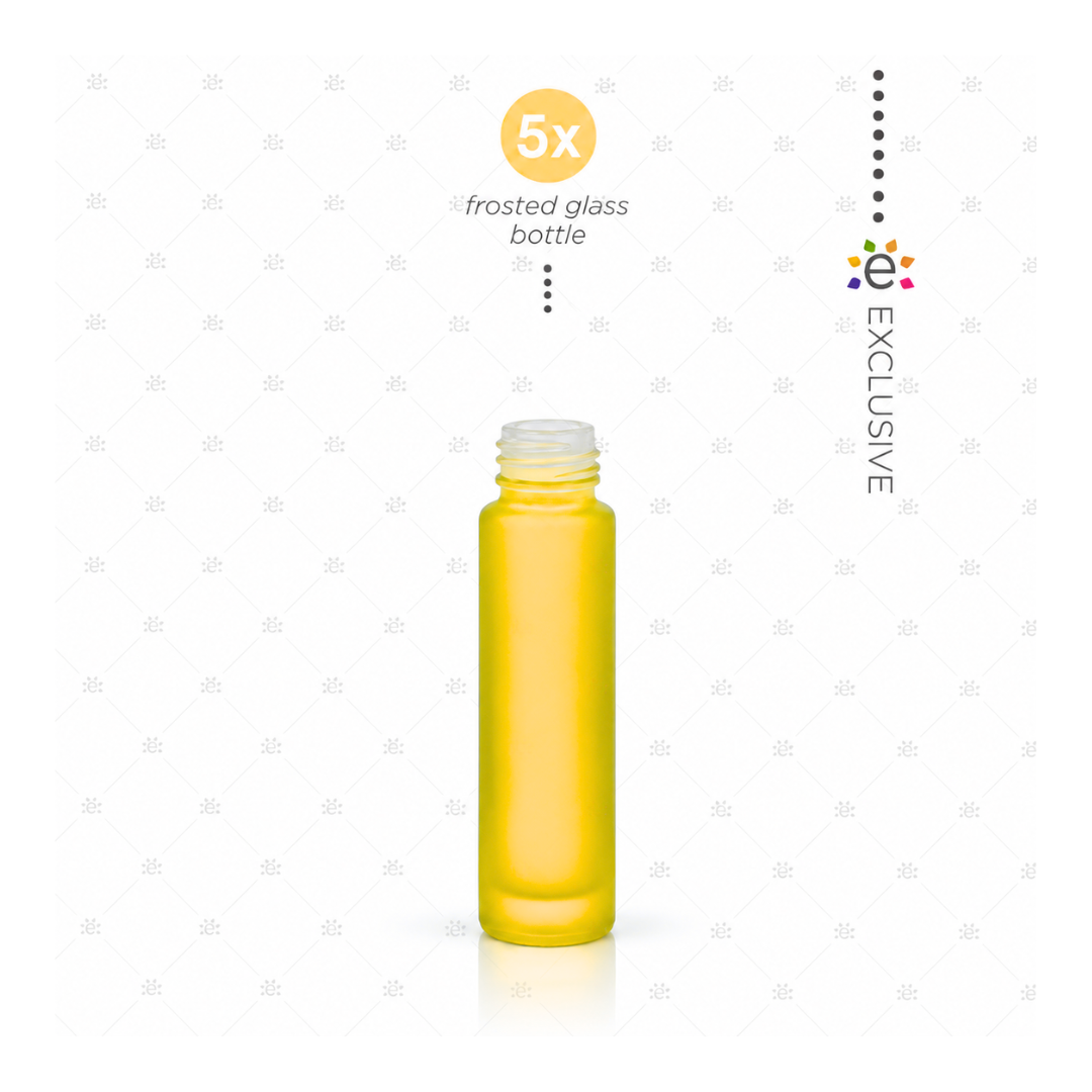 PRODUIT EN LOT - Flacons à bille en verre dépoli jaune 10 ml (par pièce)