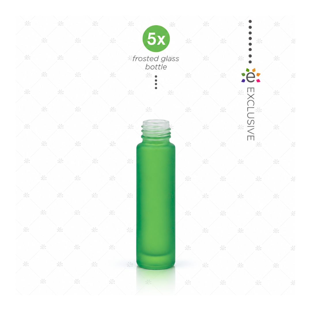 PRODUIT EN LOT - Bouteilles à bille en verre dépoli haut de gamme vertes 10 ml (à l'unité)