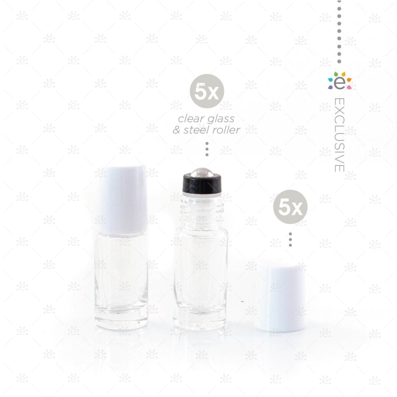 5 ml Heldere Roller Fles Snow White (5 stuks)