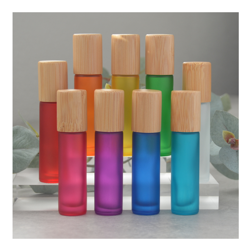 10 ml Frosted Rollers 9 stuks Gekleurd met Bamboe Doppen