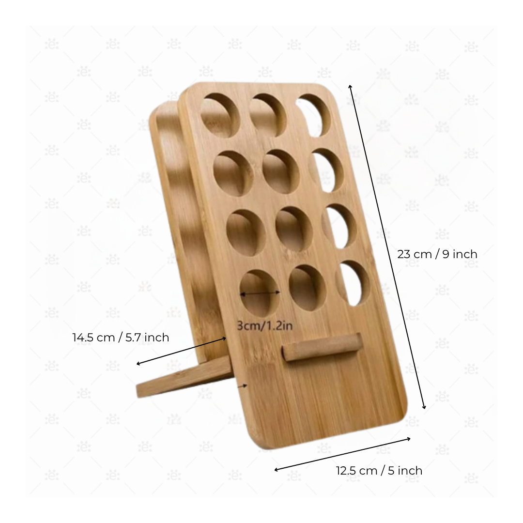 Houten Display: Staand voor 15 Druppelflesjes Essentiële olie 5ml / 15ml