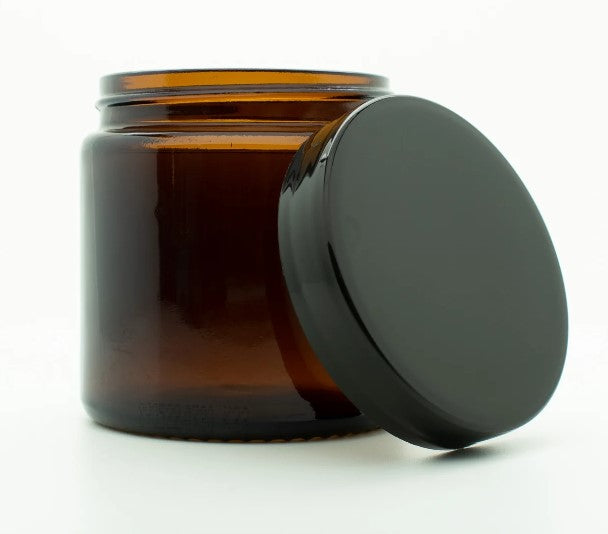 120ml Glazen Amber Potje met Zwarte Deksel (2 stuks)