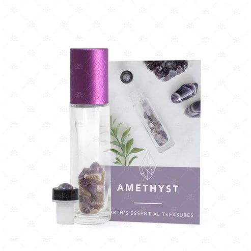 Amethyst gemstone roller bottle for DIY blends with essential oils