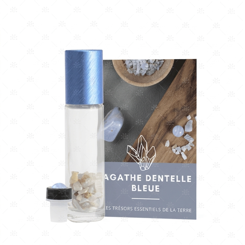 Blue Lace Agate Edelsteen Rollerfles Set - FRANS