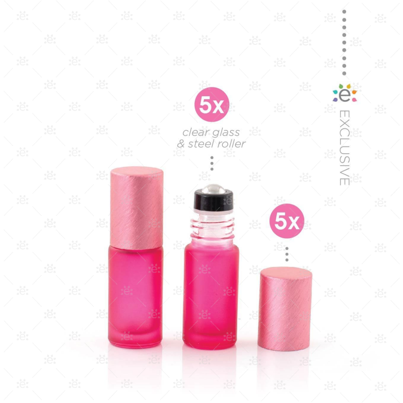 5 ml DeLuxe Frosted Roller Roze (5 stuks)