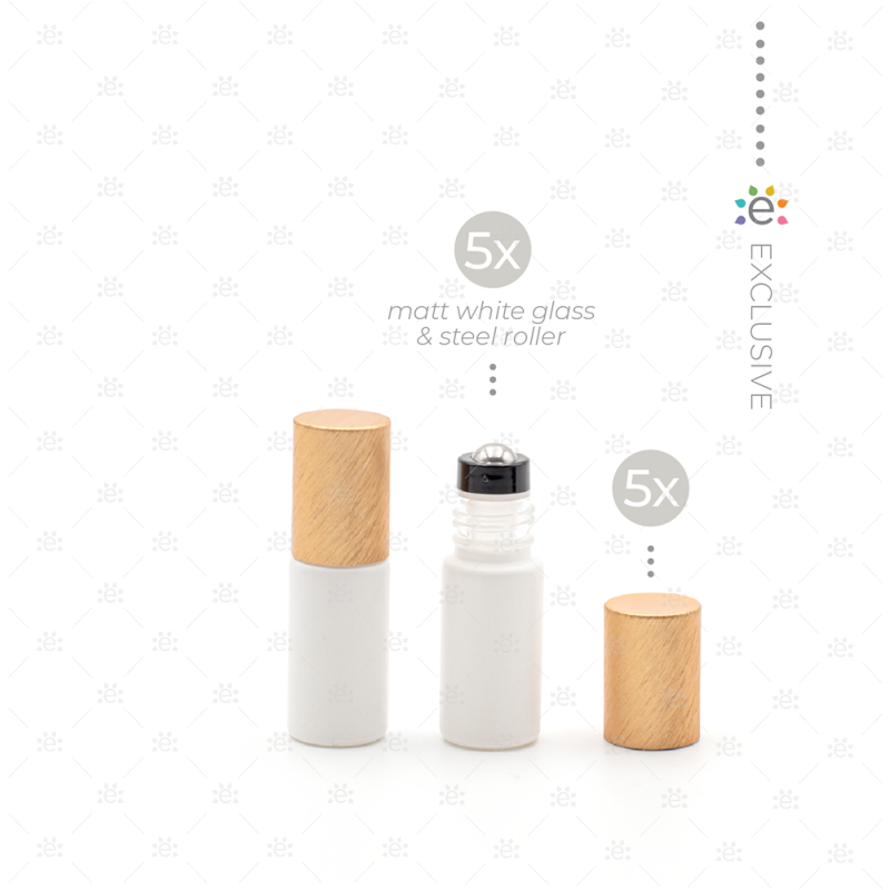 5 ml Frosted Roller Fles Wit Metallic Oranje (5 stuks)