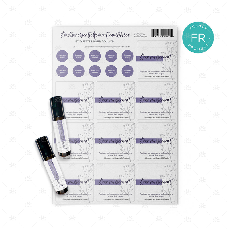 Essentially Balanced Emotions Bottle Labels - Sheets Of 10 (6 Varieties Available) French Blossom
