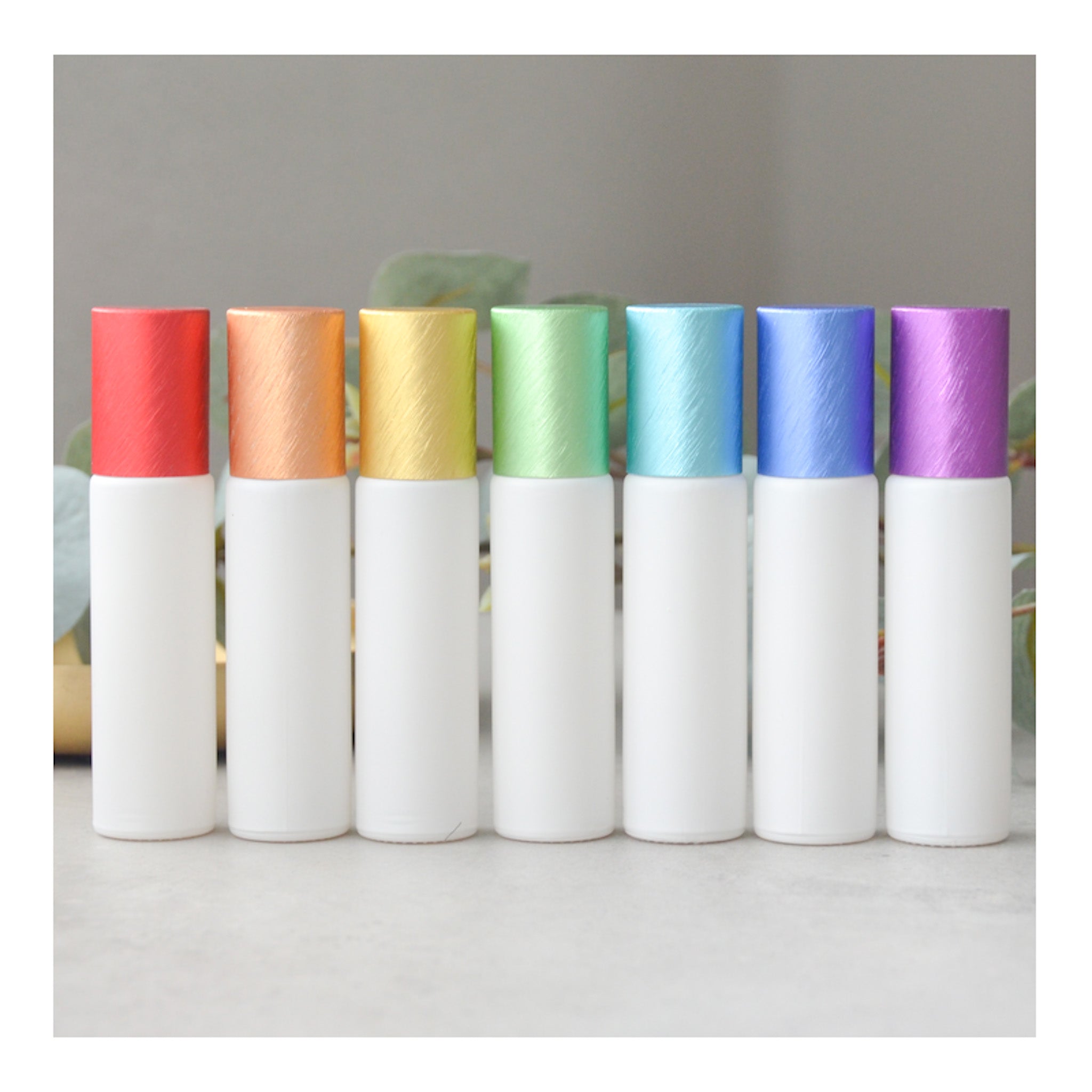 10 ml Frosted Rollers 7 stuks Wit / Gekleurde doppen
